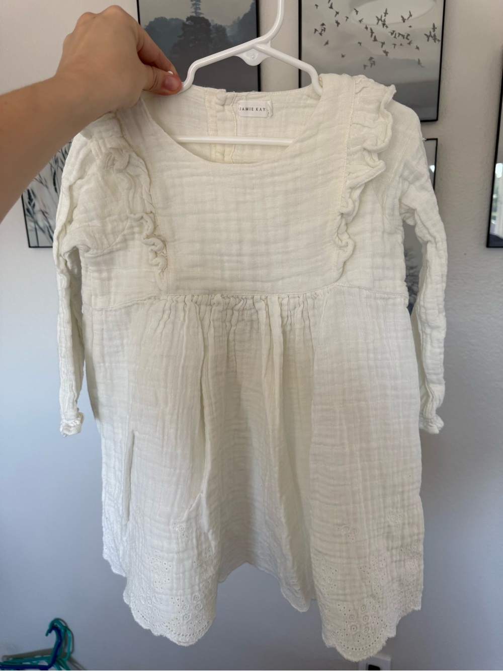 Jamie Kay 5T Cream White Ruffle Yoke Long-Sleeve Dress